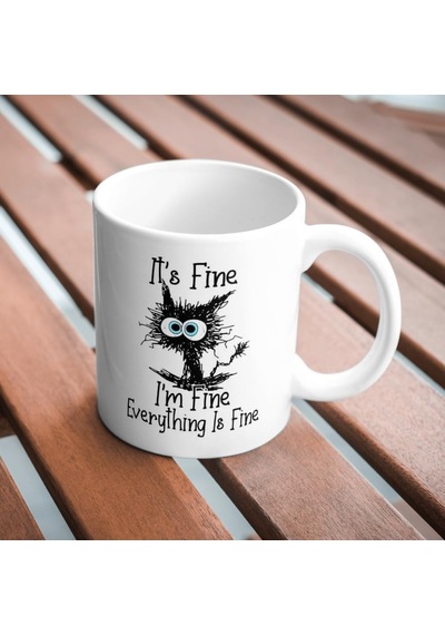 It's Fine I'm Fine Komik Baskılı Kupa Bardak Hediyelik Çay Kahve Kupası Coffee Mug Beyaz - Çok Renkli