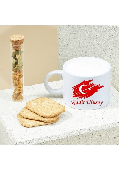 Kişiye Özel Ay Yıldız Tasarımlı Motto Kahve Fincanı Hediye Ve Özel Günler İçin Şık Tasarım Beyaz