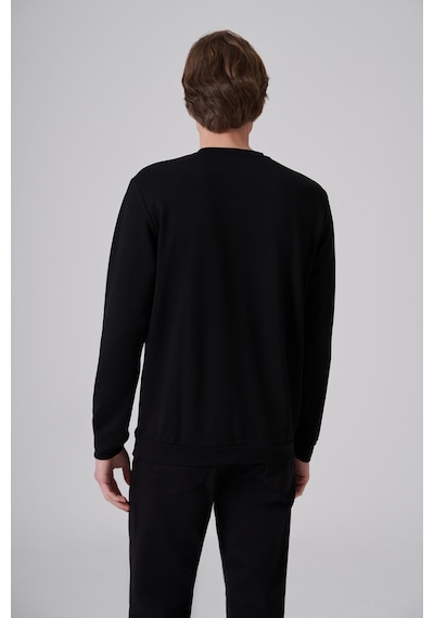Morven Erkek Siyah Trend Baskılı Bisiklet Yaka Sweat-shirt 26ks063015001 Siyah