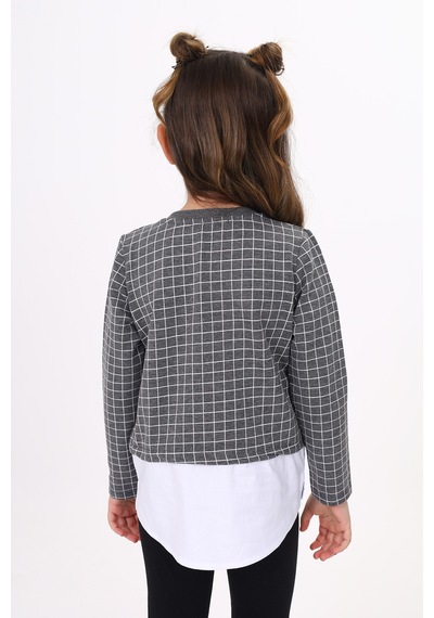 Toontoy Kız Çocuk Trendy Pullu Nakış Sweatshirt Antrasit Melanj