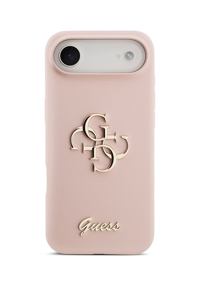 Apple Uyumlu iPhone 17 Air Kılıf Guess Lisanslı Grained Yazı Logolu Kapak Pembe