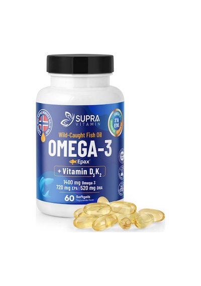 Supra Vitamin Omeg-3 Balık Yağı 1400 Mg Balık Yağı + Vitamin D3 & K2 60 Softgels