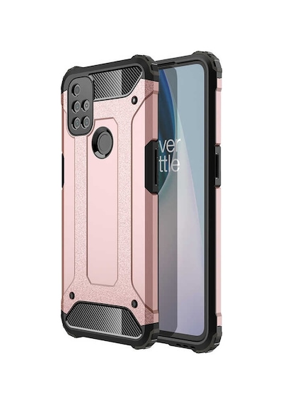 Noktaks - One Plus Uyumlu One Plus Nord N10 5g - Kılıf Çift Katman Zırh Tank Crash Military Kapak - Rose Gold