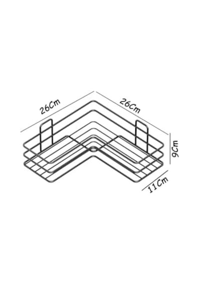 Yapışkanlı Banyo Köşeliği Köşe Rafı Duş Şampuanlık Duvar Düzenleyici Organizer Raf Siyah Metal Diğer