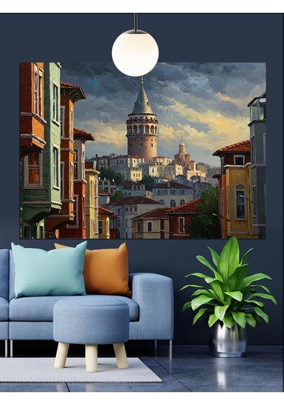 İstanbul Galata Kulesi Manzarası Dekoratif Kanvas - Mdf Ahşap Tablo