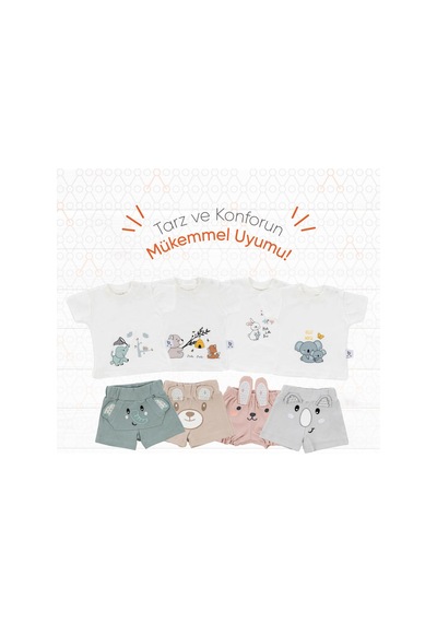 Gezenbebe Hero Kısa Kol Desenli Bebek T-shirt Ve Nakışlı Şort Seti Yeşil