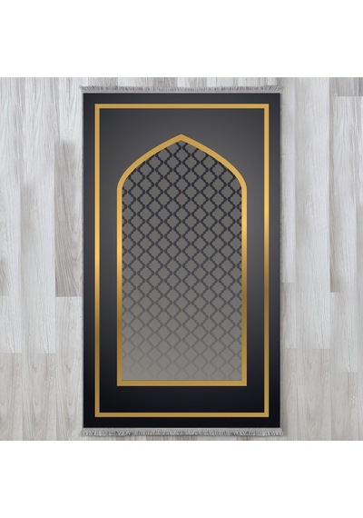 Evaşk Namazlık Dokuma Halı Kaymaz Muslumana Seccade66x113 Gri EVASK807E66
