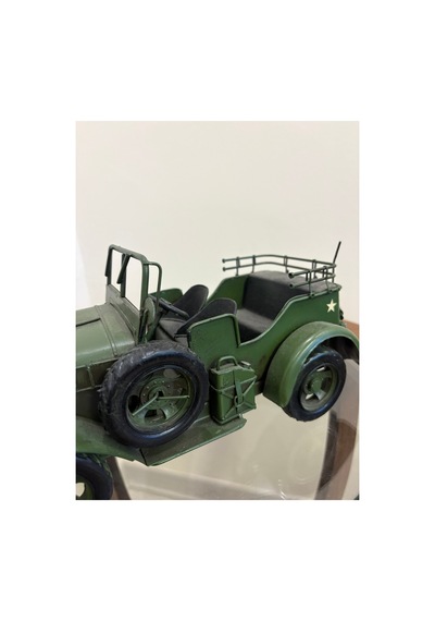 İnce İşçilikli El Yapımı Eskitme Metal Askeri Willys Jeep Maketi Klasik Ev Ve Ofis Dekorasyon