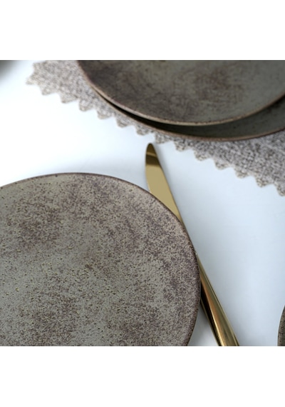 Keramika Mat Toprak Stella Pasta Tabağı 23 Cm 6 Adet 20572 Kahverengi