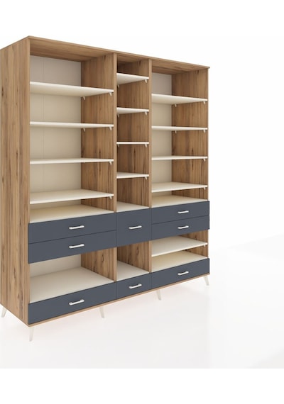 Kronos Dolap 19 Raflı 8 Çekmeceli 220x59x243 Çam-aytaşı/antrasit Aytası/antrasıt Kronos Dolap 19 Raflı 8 Çekmeceli 220x59x243 Çam-aytaşı/antrasit Aytası/antrasıt