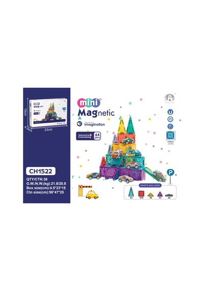 Ch1522 3.75cm Mini Magnetic Blok 64 Pcs