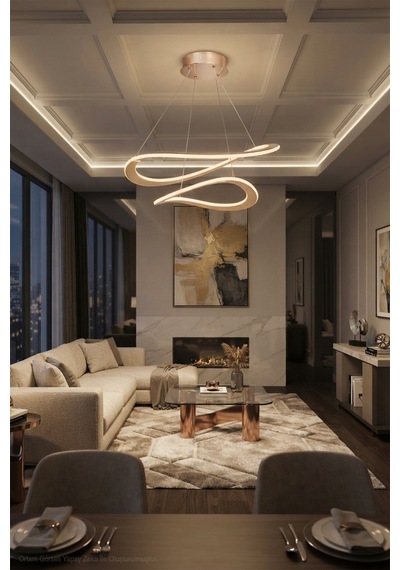 Elena Gold Led Sarkıt Avize - Çift Katlı Dalga Formlu Ada Mutfak Ve Salon Avizesi Altın - Eskitme Altın - Eskitme Elena Gold Led Sarkıt Avize - Çift Katlı Dalga Formlu Ada Mutfak Ve Salon Avizesi Altın - Eskitme Altın - Eskitme