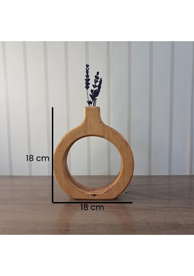 Rustik Ahşap Vazo Seti, El Yapımı Masif Çam, Antik Meşe, 18x18 Cm, 2 Parça, Minimalist İskandinav Tarzı, Dekorat Diğer