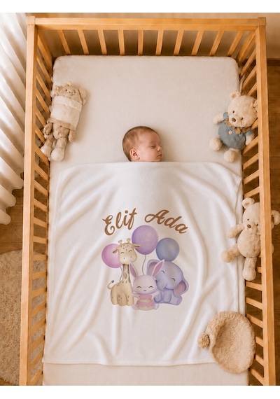 Pia Baby Yeni Doğan Kız Bebek 4 Parça Hastane Çıkışı Seti %100 Pamuk Kişiye Özel İsimli Battaniyeli Tulum Set 2054btyx Ekru