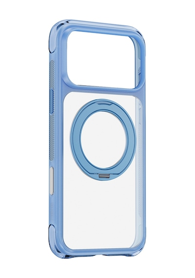Apple iPhone Uyumlu 18 Pro Kılıf Wiwu Ag-203 Aeroguard Ultra Serisi M-safeli Airbag Standlı Kapak Açık Mavi