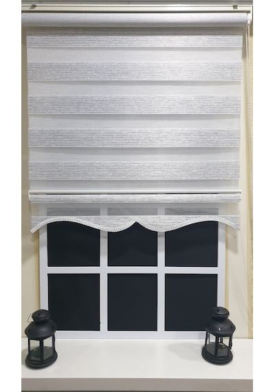 Zebra Stor Perde Siyah Çizgli Etek Dilimli Stb851 V 01 Siyah