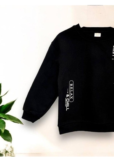 Zekids Erkek Çocuk 3 İplik Şardonlu Sweat-14275 Siyah