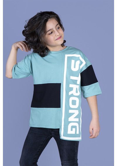 Toontoy Kids Toontoy Erkek Çocuk Garnili Strong Baskılı Tişört Yeşil Toontoy Kids Toontoy Erkek Çocuk Garnili Strong Baskılı Tişört Yeşil