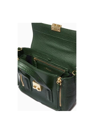3.1 Phillip Lim Pashli Mini Yeşil Çanta Shark Deri Dokulu, Metal Detaylı Ve Çapraz Askılı El Çantası