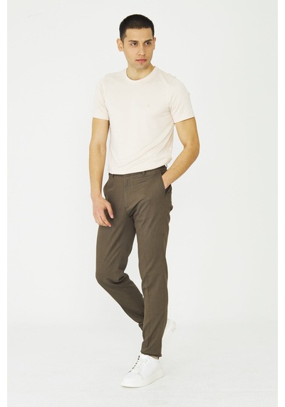 Kahverengi Modern Kesim Günlük Kullanım Erkek Spor Pantolon Bej