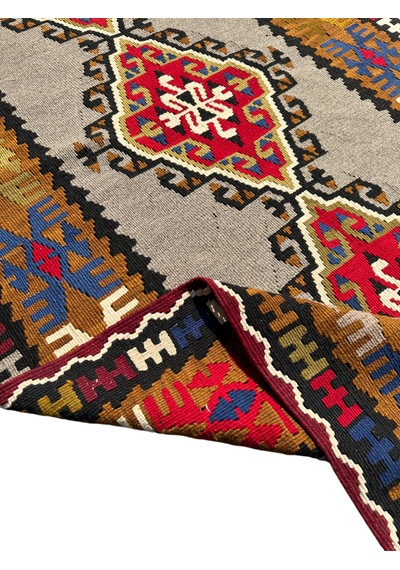 Kök Boya Yahyalı Kilim 106x200 Renkli %100 Yün Kilim