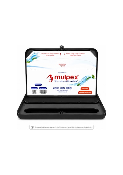 Mulpex Yarım Katlı Klozet Kapak Örtüsü Dispenseri Siyah Abs Plastik Kilitli 40x28x4,5 Cm
