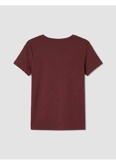 Lcw Everyday Bordo V Yaka Soft Touch Kadın Tişört