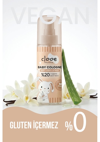 Hassas Ciltlere Özel Organik Aloe Vera Özlü Süt ve Vanilya Kokulu Soft Vanilla Milk Bebek Kolonyası 2'li