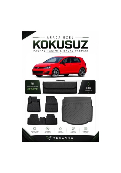 Volkswagen Golf 7 Ve 7.5 2016 Model Aracınıza Özel 4d Kauçuk Paspas Takımı Ve Alt Bagaj Havuzu