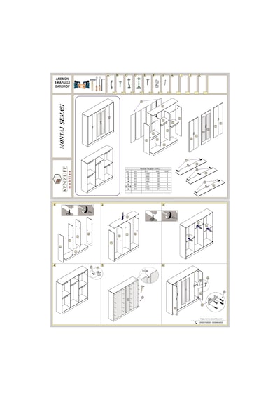 Kenzlife gardırop 6 kapaklı kapılı anemon 180*180*42 crd gardolap dolap Kenzlife gardırop 6 kapaklı kapılı anemon 180*180*42 crd gardolap dolap