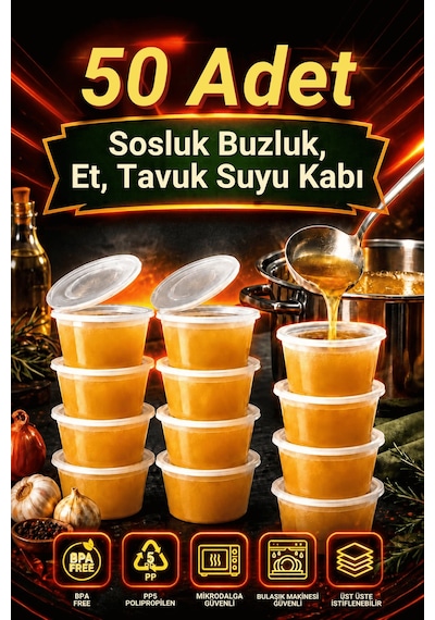 50 Adet 120 Ml Sızdırmaz Mini Saklama Kabı Sosluk Buzluk Kabı Mıt1369 Şeffaf