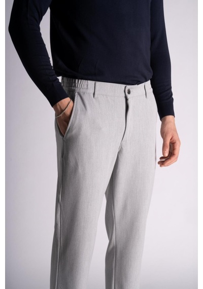 Braccas Beli Yarım Lastikli Slim Fit Chino Crop Pantalon Gri Gri