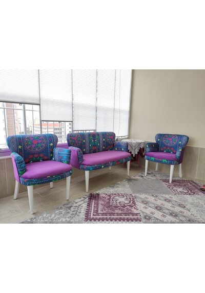 Azra Mobilya Çay Seti Koltuk Takımı-balkon Koltuğu-koltuk-berjer-oturma Grubu-bahçe Mobilyası Mor