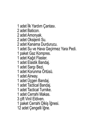 Özel Seri Tatil Hazırlığı Ev Tipi Ofis Gereci Single Sword İlk Yardım Seti - Çantalı Yerli Üretim