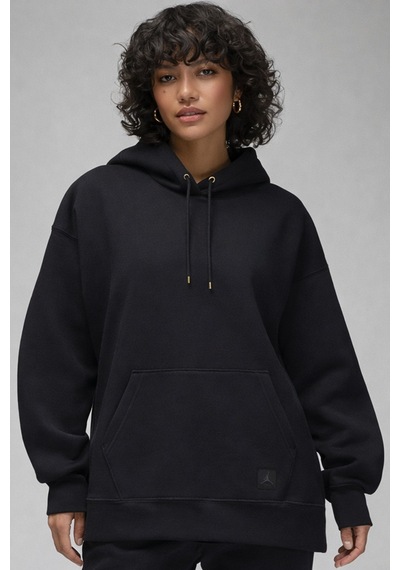 Nike Jordan Flight Fleece Oversize Pullover Hoodie Kadın Oversize Kapüşonlu Sweatshirt Siyah Siyah