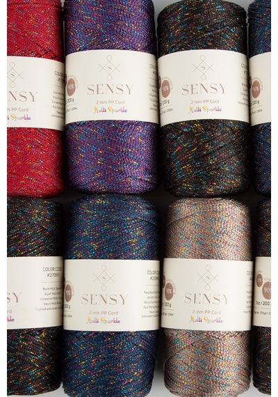 Sensy Multi Sparkle Simli 200 Gr Polyester Makrome Ipi Koyu Kırmızı 2 Mm 230 M Supla Ip