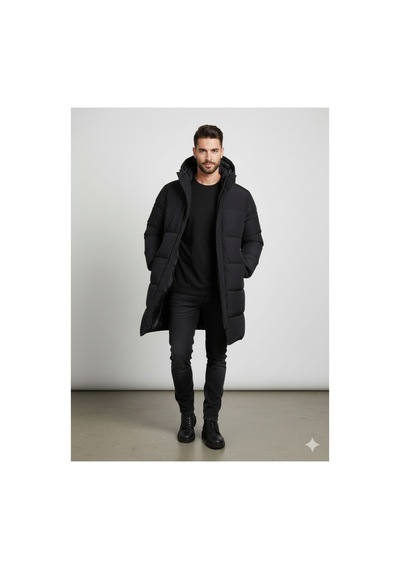 Jack & Jones Erkek Mont Parka Siyah 12256980 Jjebradley Long Puffer