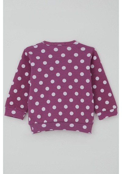 Breeze Kız Bebek Pijama Takımı Omuzdan Patlı Beyaz Puantiye Desenli 4 Ay-1 Yaş, Eflatun Eflatun