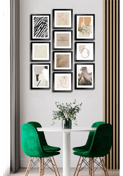 10 Parçalı Çerçeve Görünümlü Mdf Tablo Seti Flm196 Çok Renkli - 713605950 Çok Renkli