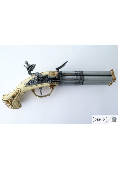 Denix 4 Barrel 18th France Pistol 30cm Koleksiyon Obje