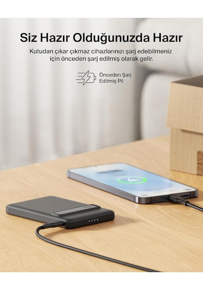 Belkin Bpd011hqbk Boostcharge Slim 5.000mah Qi2 15w Manyetik Kablosuz Powerbank - Siyah