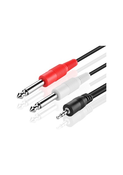 3.5mm 1/8" TRS - 2 x 6.35mm 1/4" TS Mono Y Ayırıcı Kablo - 5 M.