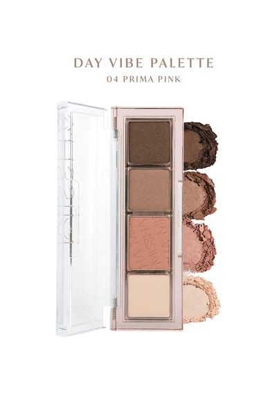 Yoğun Pigmentli Mat Ve Işıltılı Tonlar Barındıran 4'lü Far Paleti Day Vibe Palette No:4 Prima Pink