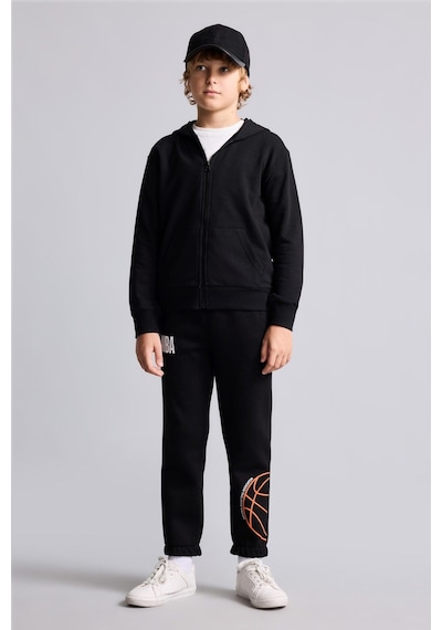 Defacto Nba Baskılı Lastikli Paça Regular Fit Kalın Kumaş Eşofman Altı Erkek Çocuk I2235a826wnbk81 Siyah-bk81