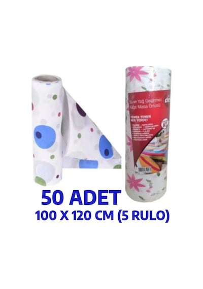 Kapris 100 X 120 Kullan At Masa Örtüsü Sıvı Geçirmez 50 Li 5 Rulo Ekonomik Paket Desenli