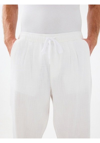Regular Fit Erkek Pantolon Beyaz