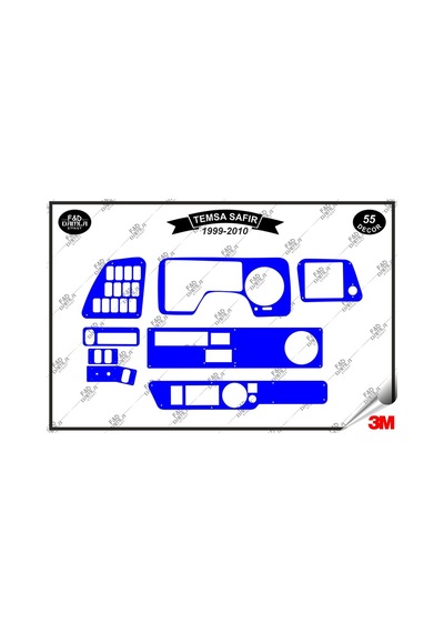 Temsa Safir 1999-2010 Torpido Konsol Trim Göğüs Maun Kaplama Set 55 Parça Mavi