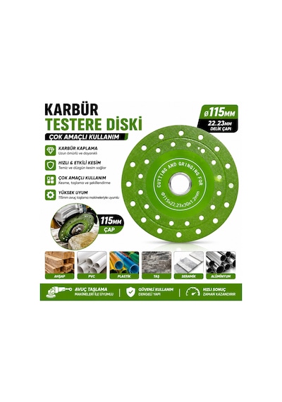 Senbang 115 Mm Karbür Testere Diski Çok Amaçlı Kesme Taşlama Diski 22.23 Mm Ahşap Pvc Plastik Alüminyum Uyumlu