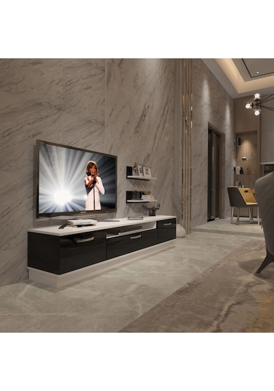 Decoraktiv Trendstyle 4 Slm Tv Ünitesi Tv Sehpası Beyaz - Siyah Decoraktiv Trendstyle 4 Slm Tv Ünitesi Tv Sehpası Beyaz - Siyah
