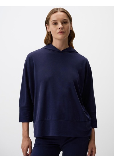 Jimmy Key Lacivert Bol Kesim Truvakar Kol Kapüşonlu Örme Sweatshirt 4ww071333494 Lacivert